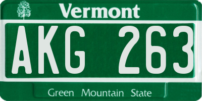 VT license plate AKG263