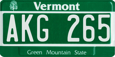 VT license plate AKG265
