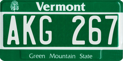 VT license plate AKG267
