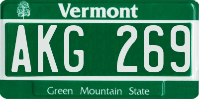 VT license plate AKG269
