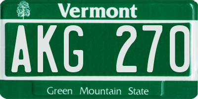 VT license plate AKG270