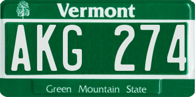 VT license plate AKG274