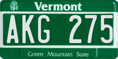 VT license plate AKG275