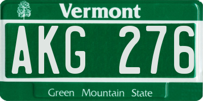 VT license plate AKG276