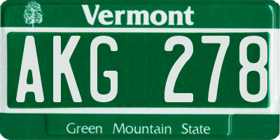 VT license plate AKG278