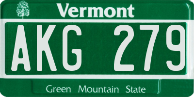 VT license plate AKG279