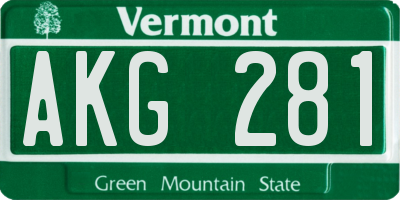 VT license plate AKG281