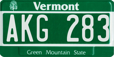 VT license plate AKG283