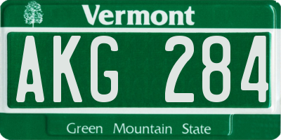 VT license plate AKG284