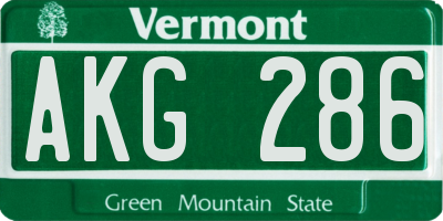 VT license plate AKG286