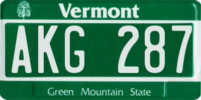 VT license plate AKG287