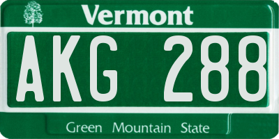 VT license plate AKG288