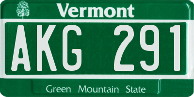 VT license plate AKG291
