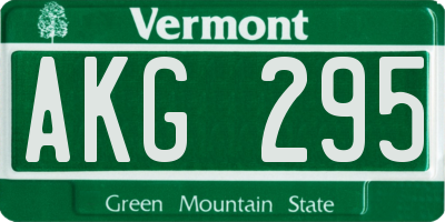 VT license plate AKG295