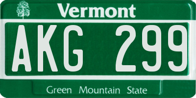 VT license plate AKG299