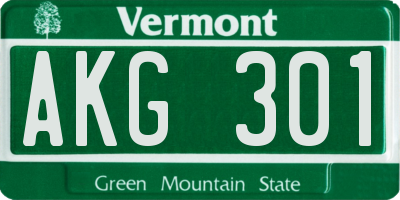 VT license plate AKG301