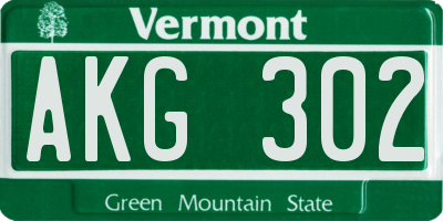 VT license plate AKG302