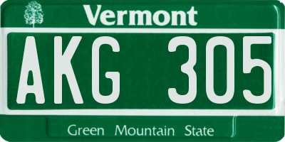 VT license plate AKG305