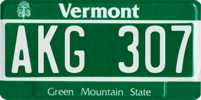 VT license plate AKG307