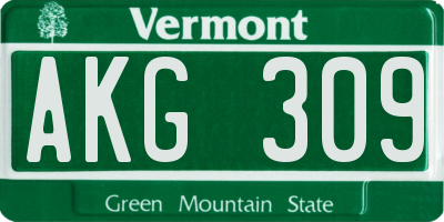 VT license plate AKG309