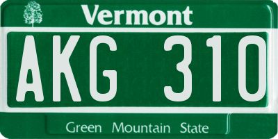 VT license plate AKG310