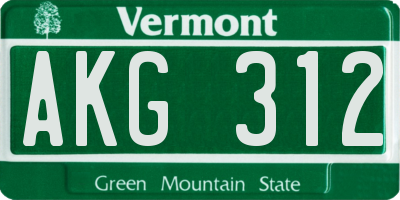 VT license plate AKG312