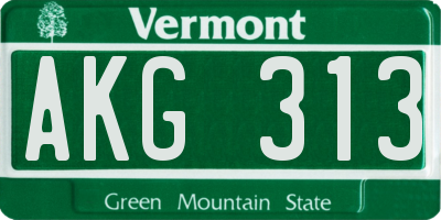 VT license plate AKG313