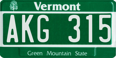 VT license plate AKG315