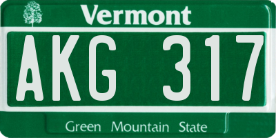 VT license plate AKG317