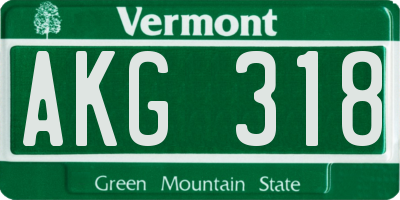 VT license plate AKG318