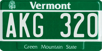VT license plate AKG320