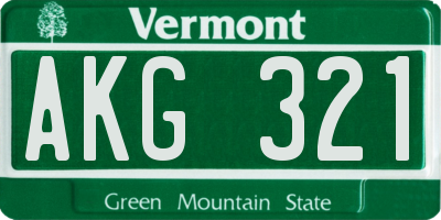 VT license plate AKG321