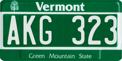 VT license plate AKG323