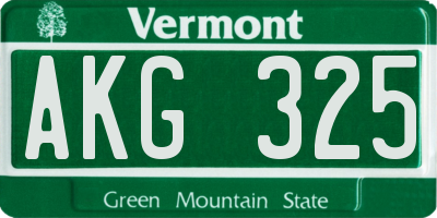 VT license plate AKG325
