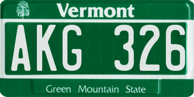VT license plate AKG326