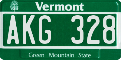 VT license plate AKG328