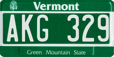 VT license plate AKG329