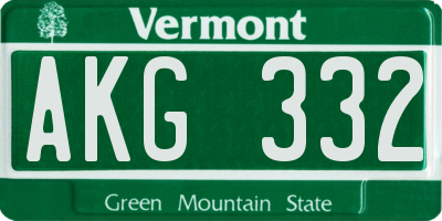 VT license plate AKG332