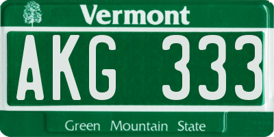 VT license plate AKG333