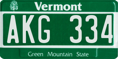 VT license plate AKG334
