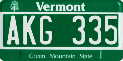VT license plate AKG335