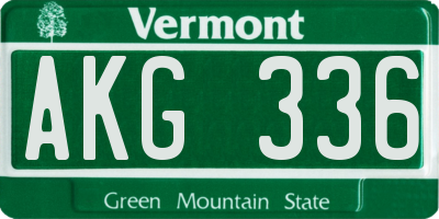 VT license plate AKG336
