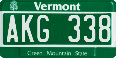 VT license plate AKG338