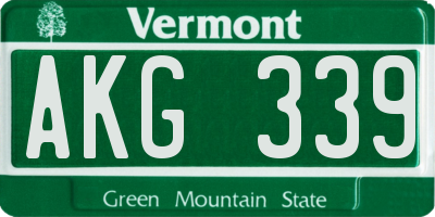VT license plate AKG339