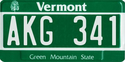 VT license plate AKG341
