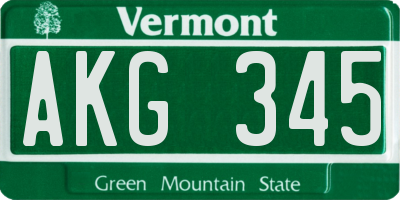 VT license plate AKG345