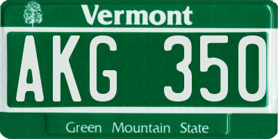 VT license plate AKG350