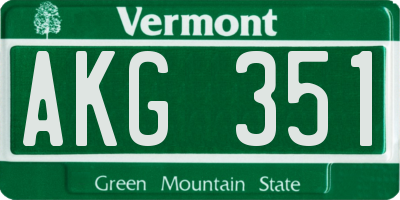 VT license plate AKG351
