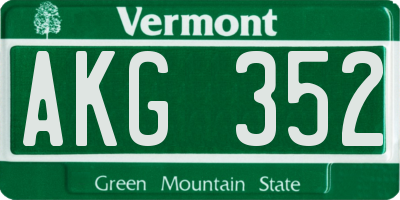 VT license plate AKG352