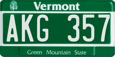 VT license plate AKG357